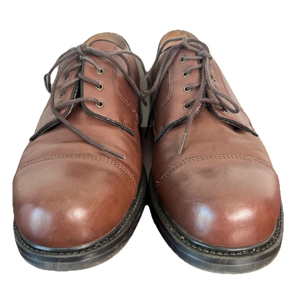 Croft & Barrow Mens Riviera Brown Leather‎ Cap Toe Derby Dress Shoes Size 9.5 M
